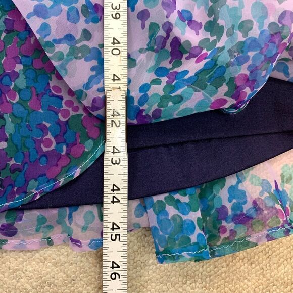 Vtg 60s Ruffle Maxi Dress M 6 8 Purple Floral Long Sleeve Modest Fairy Retro - Picture 10 of 11